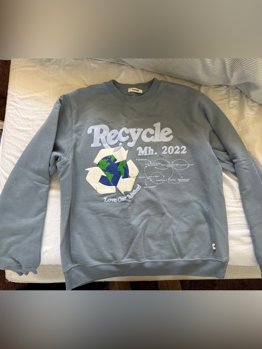 Madhappy Slate Blue 'Recycle Mh. 2022' Graphic Crewneck